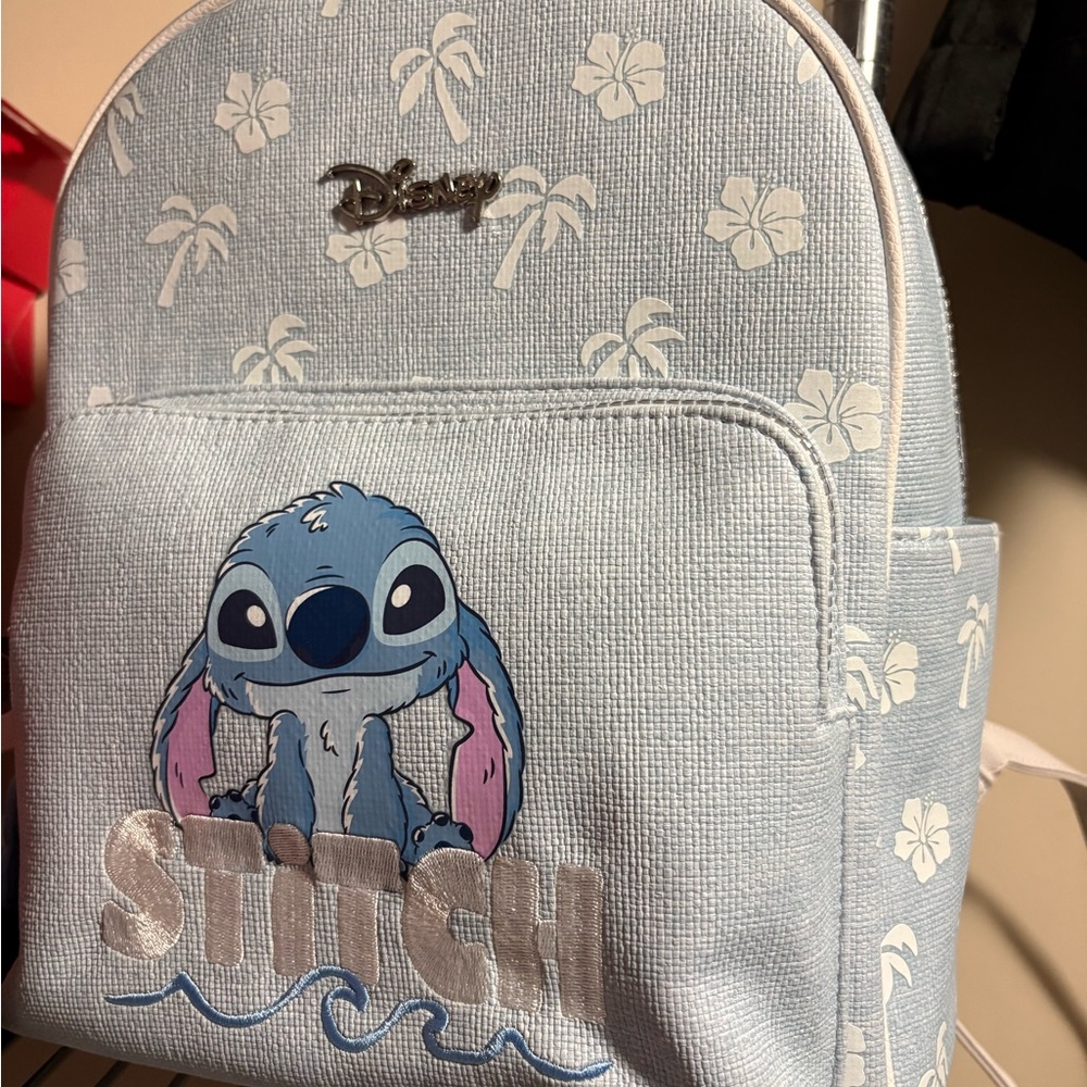 Primark Light Blue Floral Mini Backpack with Character Graphic